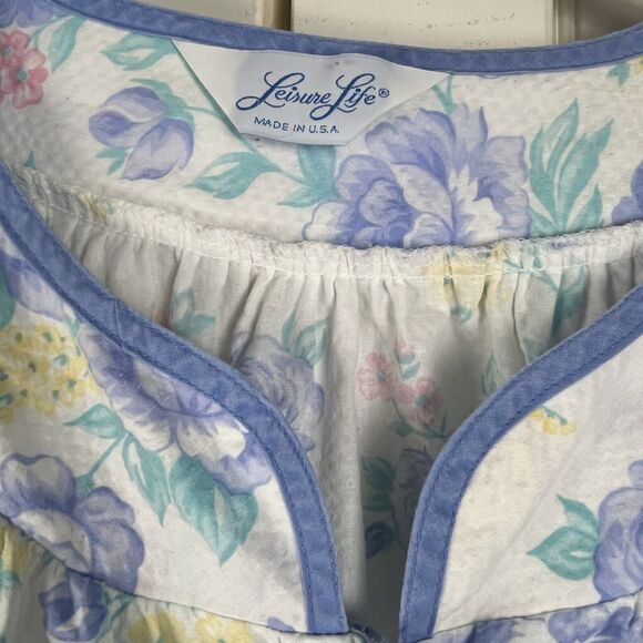 Vtg Flower Power Midi Robe Size L-XL HouseCoat Nightgown Dress Muumuu Mod Waffle - Picture 10 of 16